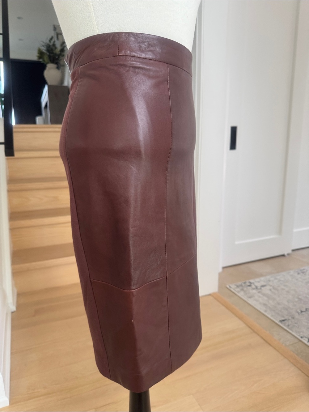 Reiss Reagan Brown Lamb Leather Pencil Skirt US 0 - Picture 7 of 11